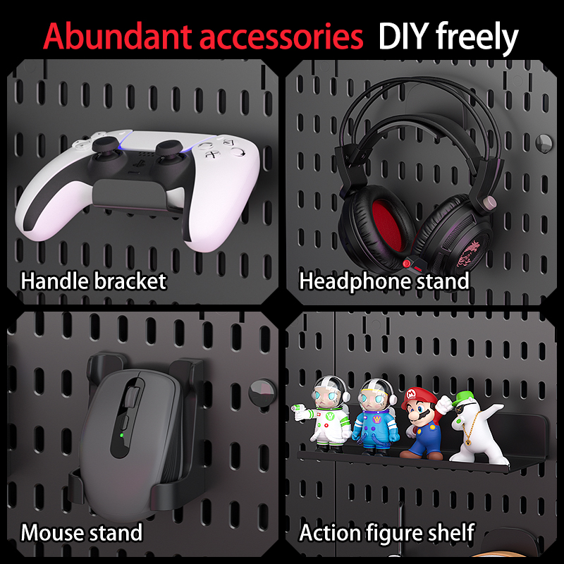 Pegboard combination desktop storage kit, vertical and clip-type pegboard display panels, suitable for home office storage.