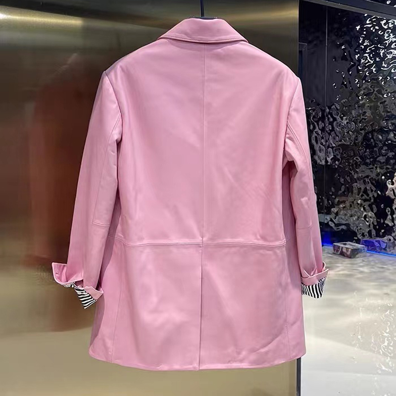 Europejski amerykański kurtka skórzana Streetwear dla kobiet elegancka, luźna dopasowany kostium płaszcz damski z klapką dwie butelki biała marynarka Mujer