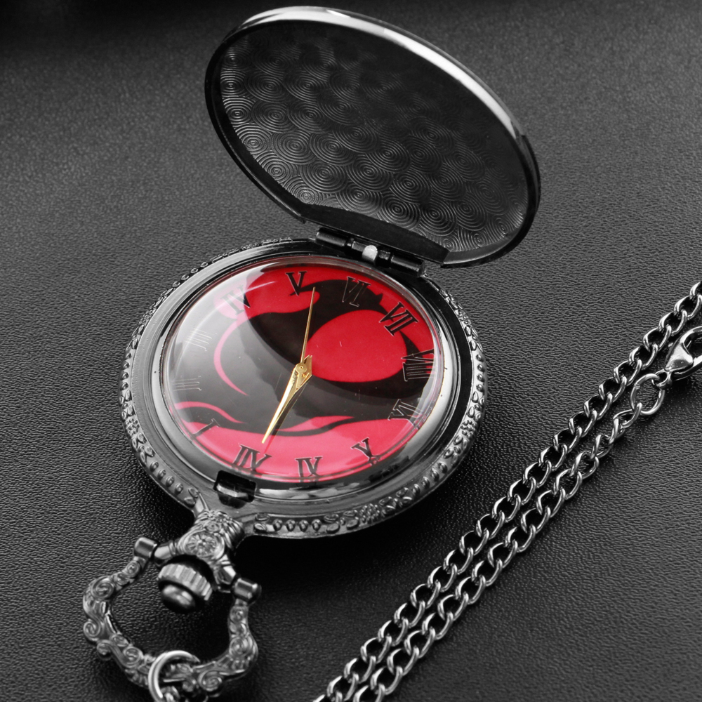 Novo relógio de bolso de quartzo com tema herói preto, colar steampunk vintage, mostrador digital romano universal para homens e mulheres xh3012