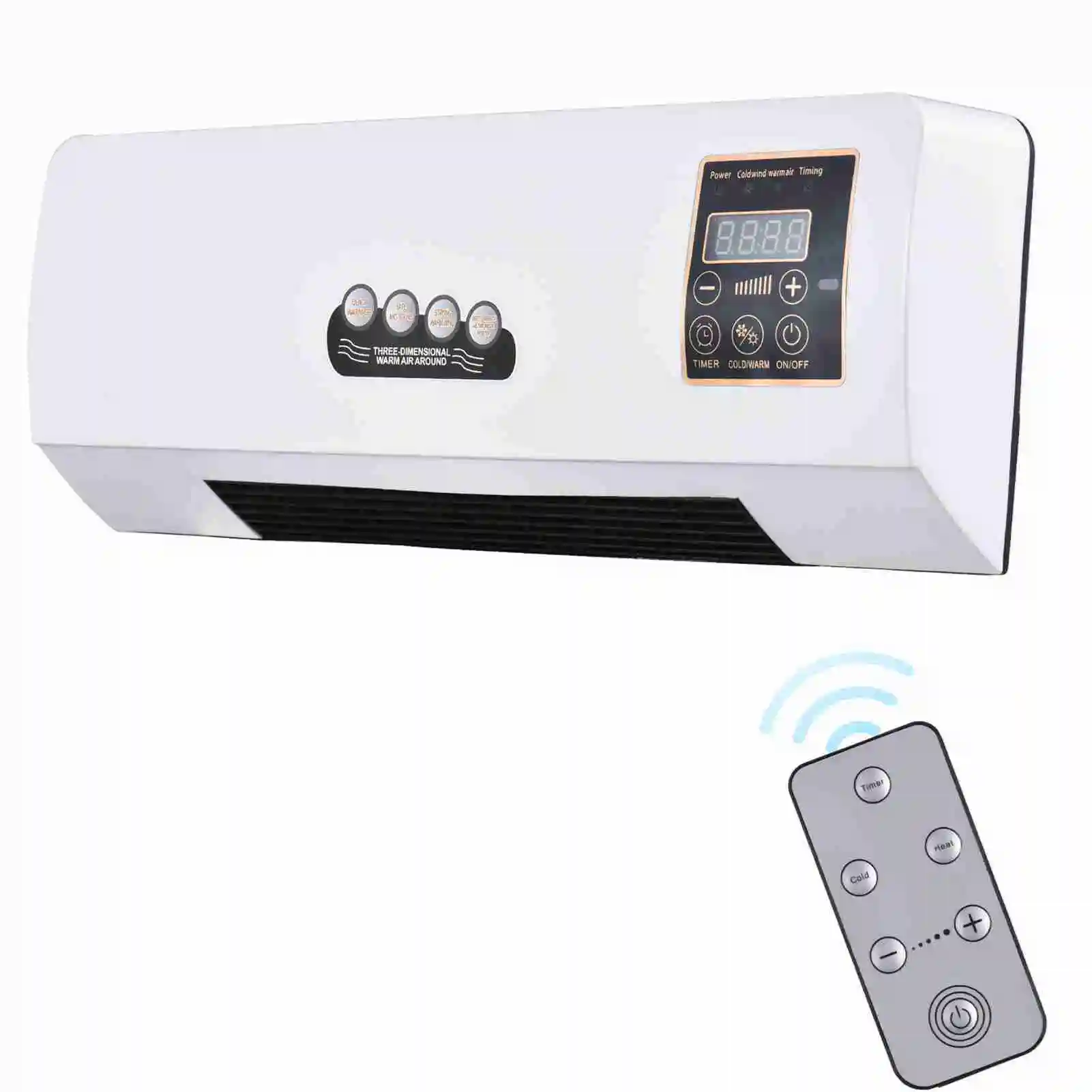 Heater with Fan Heater Fan 2 in 1 Heating Nature Wind Timing Digital Display Wall Mounted Space Heater for Home  Dormitory