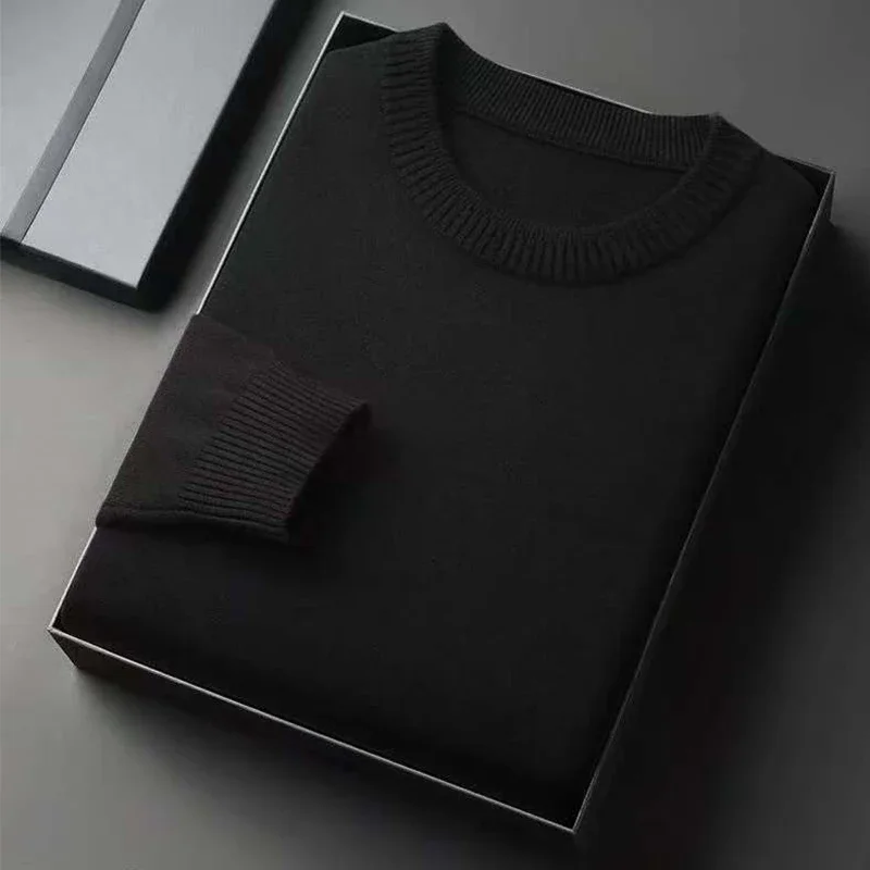 Klassischer Herren-Strickpullover mit Rundhalsausschnitt, langärmelig, weich, lässig, leicht, einfarbig, weich, für Herren