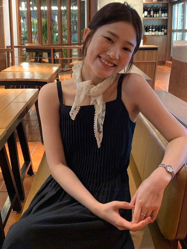 Vestido de Alças F Estilo Novo de Verão com Design de Saia Longa em Cor Pura e Aodão Puro Sem Mangas