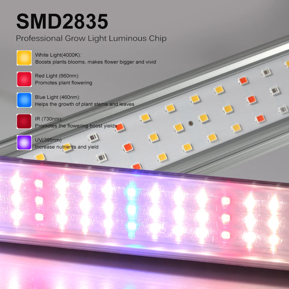 Lâmpada de crescimento de espectro completo SMD2835 Lâmpada LED - Pode ser conectada em várias fileiras de luz suplementar de flores de estufa