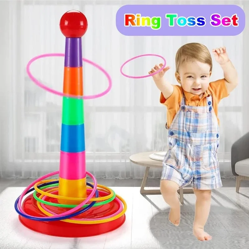 เด็กโยนวงกลมเกม Ferrule ซ้อนของเล่นสนุกในร่มกลางแจ้งเด็ก Interactive วงกลมชั้น Early Education ของขวัญ