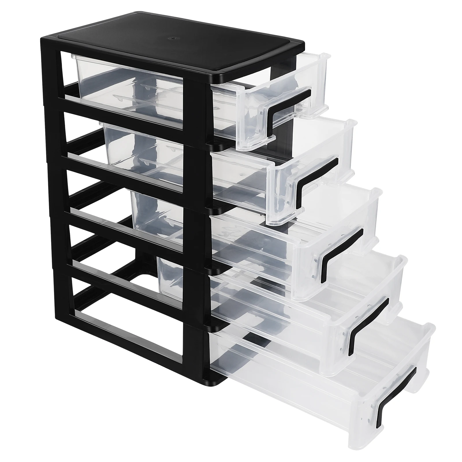 1pc  5/4/3/ Layer Clear Plastic Storage Cabinet Drawer Type Closet Desktop Storage Case Tiered Sundries Organizer Storage Box