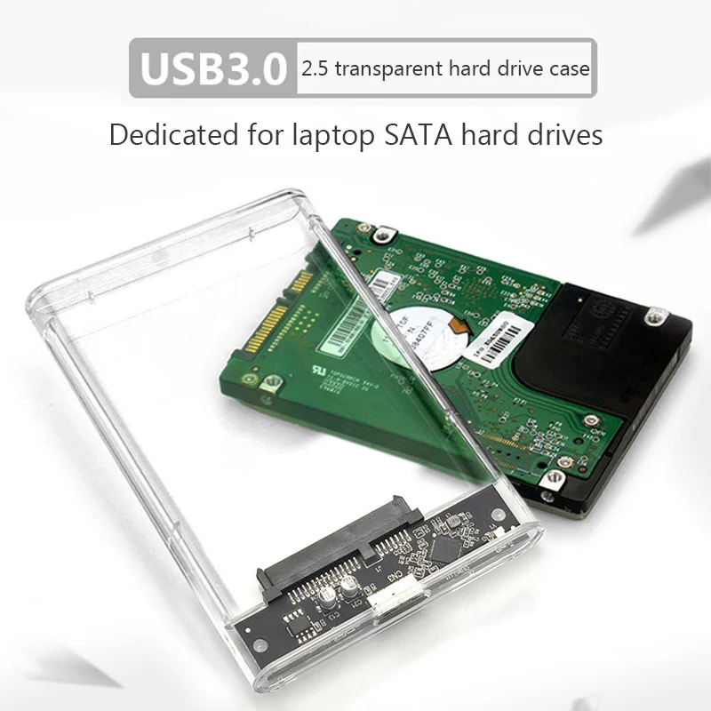 Boîtier de disque dur Transparent USB 3.0 2.5 ", Micro câble de Type C boîtier de disque dur externe 2.5 pouces SATA Box HDD SSD ordinateur