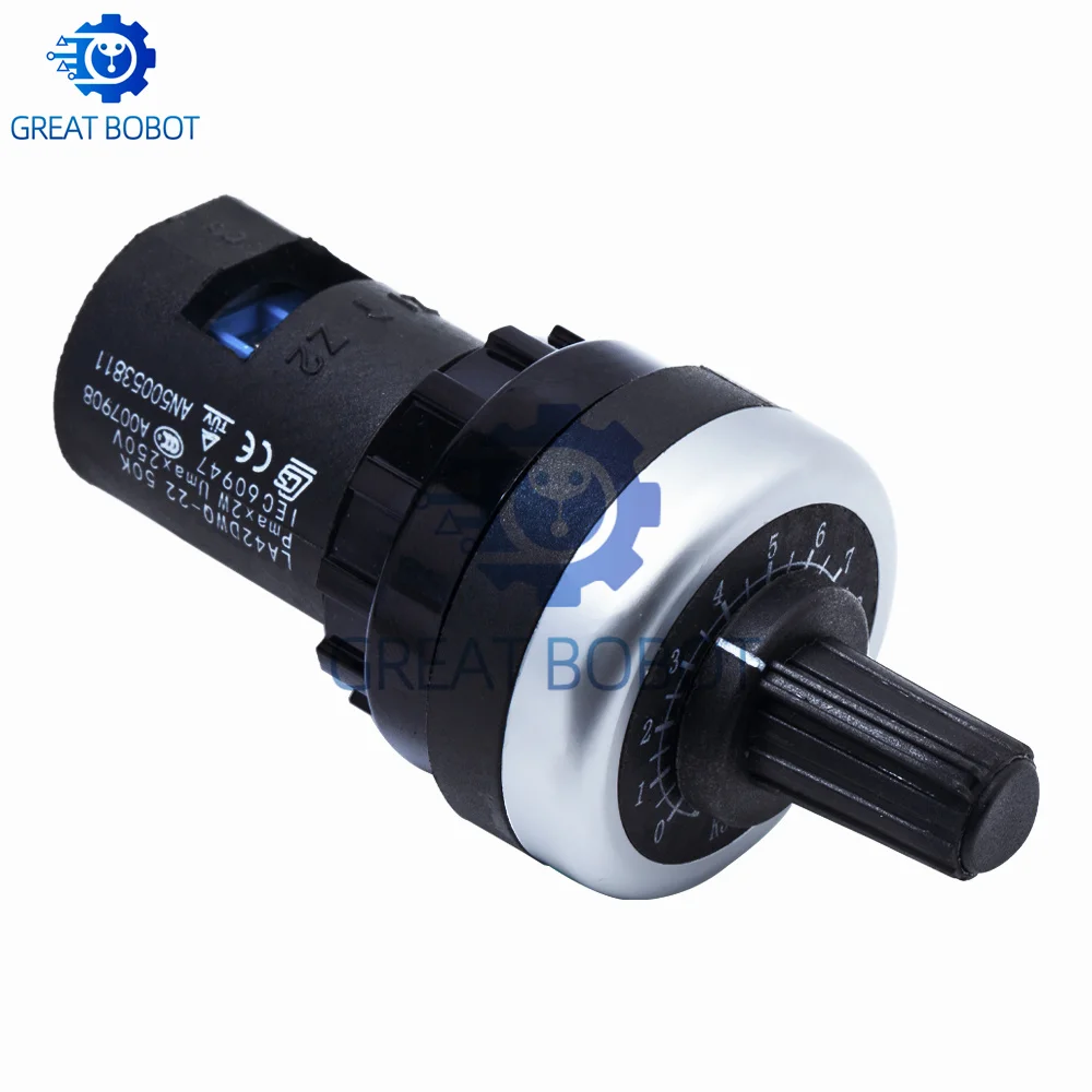 BS LA42DWQ-22 1K 2K 5K 10K 20K 50K 100k 200k 500K 22mm de diámetro potenciómetro giratorio interruptor de resistencia para arduino