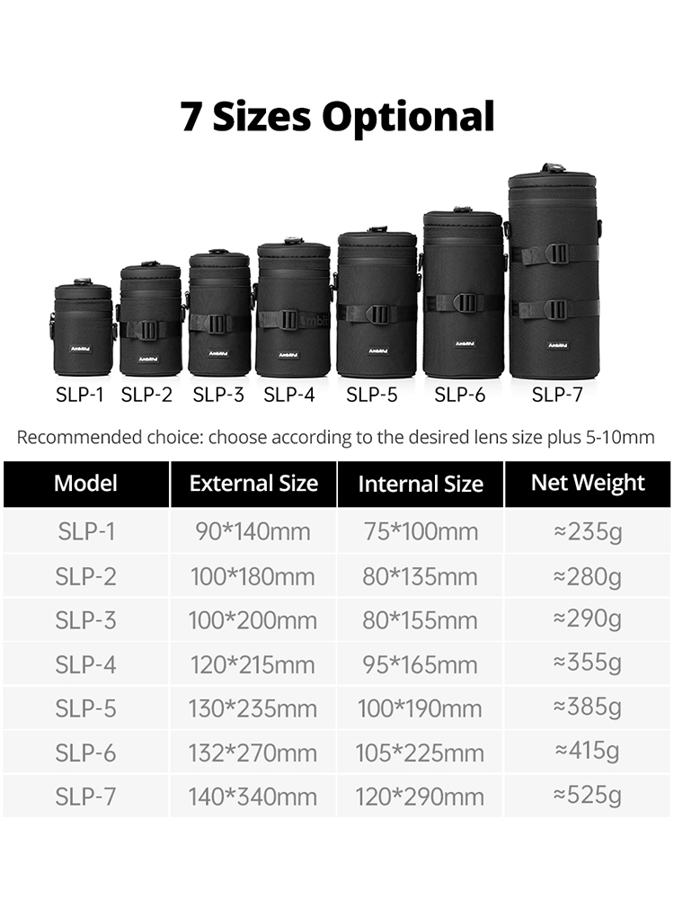 NEW AMBITFUL Camera Lens Bag Drawstring Bag with S M L XL Size for Canon Sony Nikon DSLR Camera Lens Barrel Case with Hook