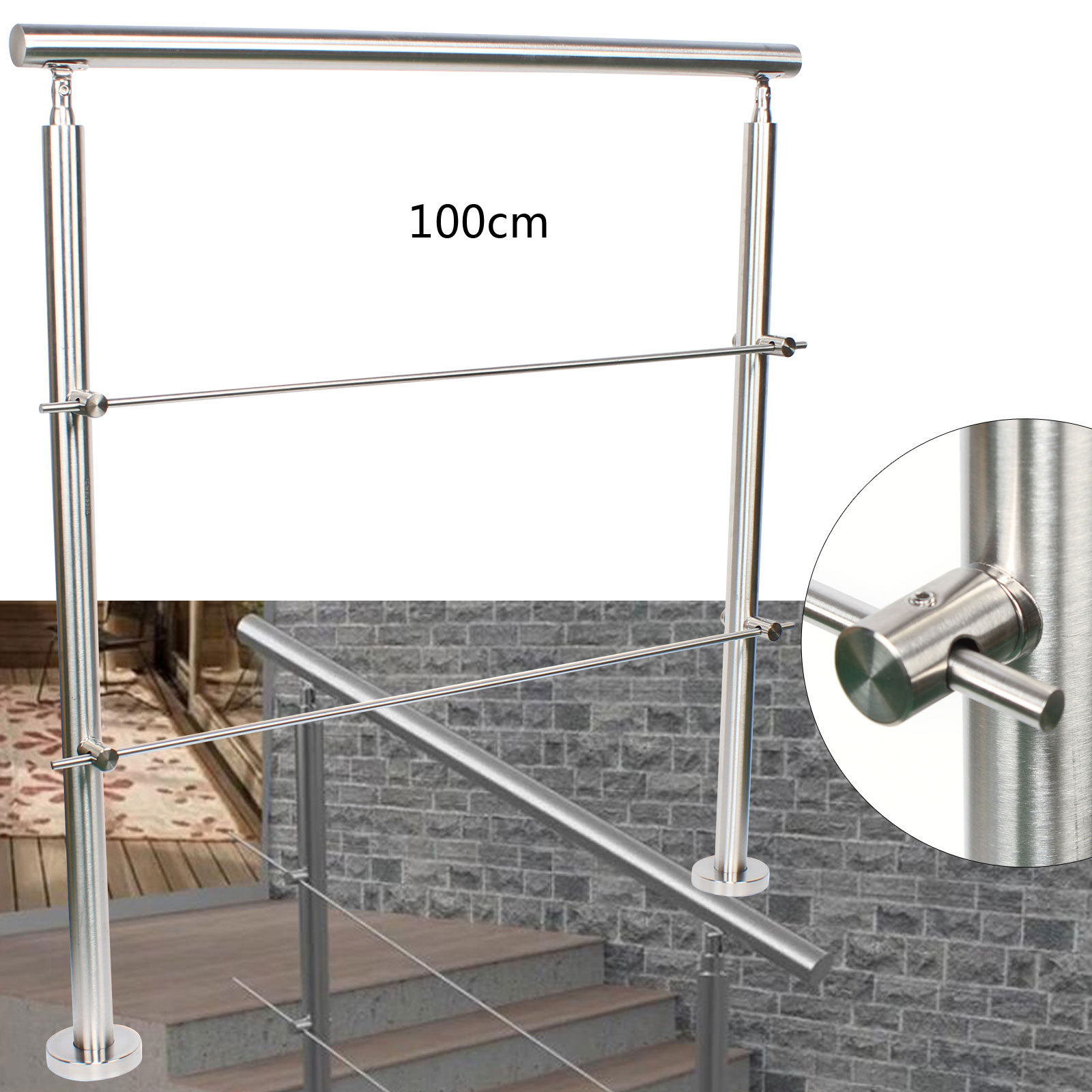 Outdoor Handrail Safety Grab Rail 2-3 Step Stair Railing Kit Stainless Steel Stair Handrail Stair Railing