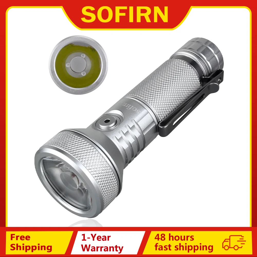 Sofirn IF22A Silver Color 2100lm EDC Flashlight SFT40 LED Powerful Light 629M Long Range 21700 3A USB C Rechargeable Throw Torch