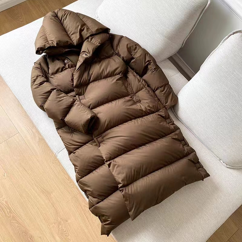 Jaqueta longa de pato para mulheres, casacos de outono e inverno, parkas de alta qualidade, boné de feiticeiro popular, 90 pato branco, moda, 2024
