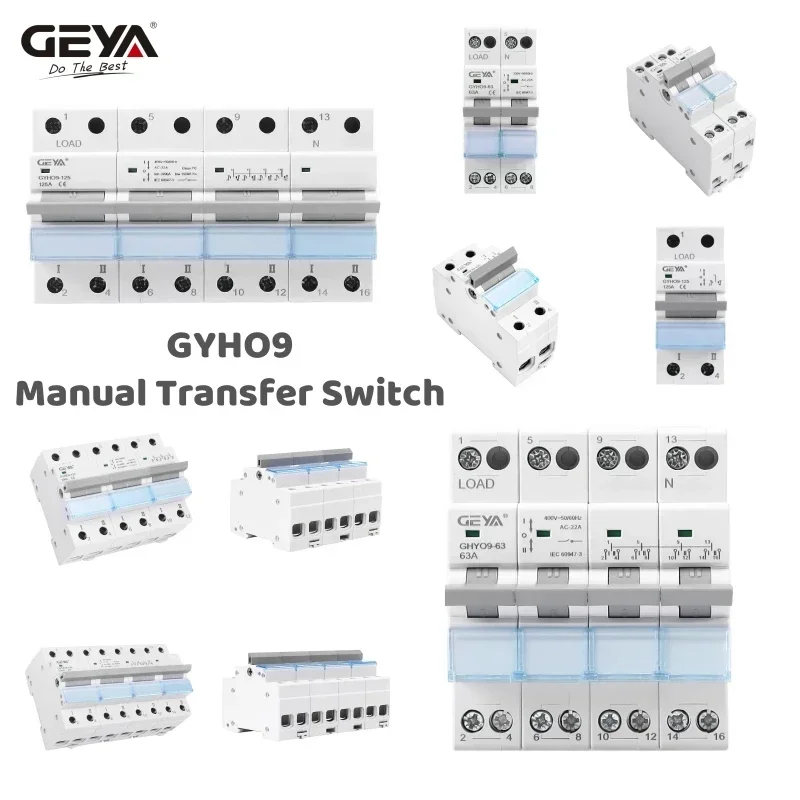 GEYA GYHO9 Manual Transfer Switch NEW Design with Indicator 63A 100A 125A MTS Dual Power Manual Conversion Isolating Switch