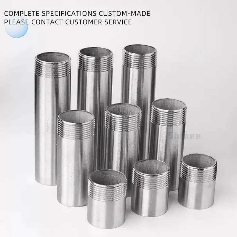 50/200 มม.ความยาว 1/8 "1/4" 3/8 "1/2" 3/4 "1" -2 " single-head ชายท่อเกลียวสแตนเลส SS304 Connector Adapter