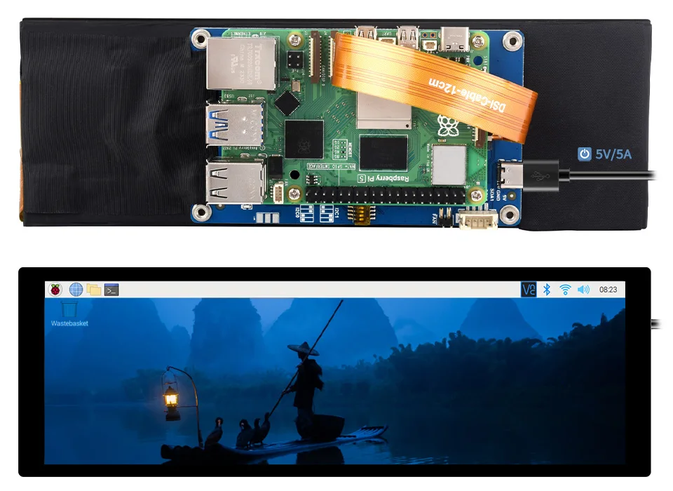 Waveshare 7.9inch IPS Capacitive Touch LCD Display DSI Interface 400×1280 Pixel Long Strip Screen for Raspberry Pi5/CM4/CM3+/CM3