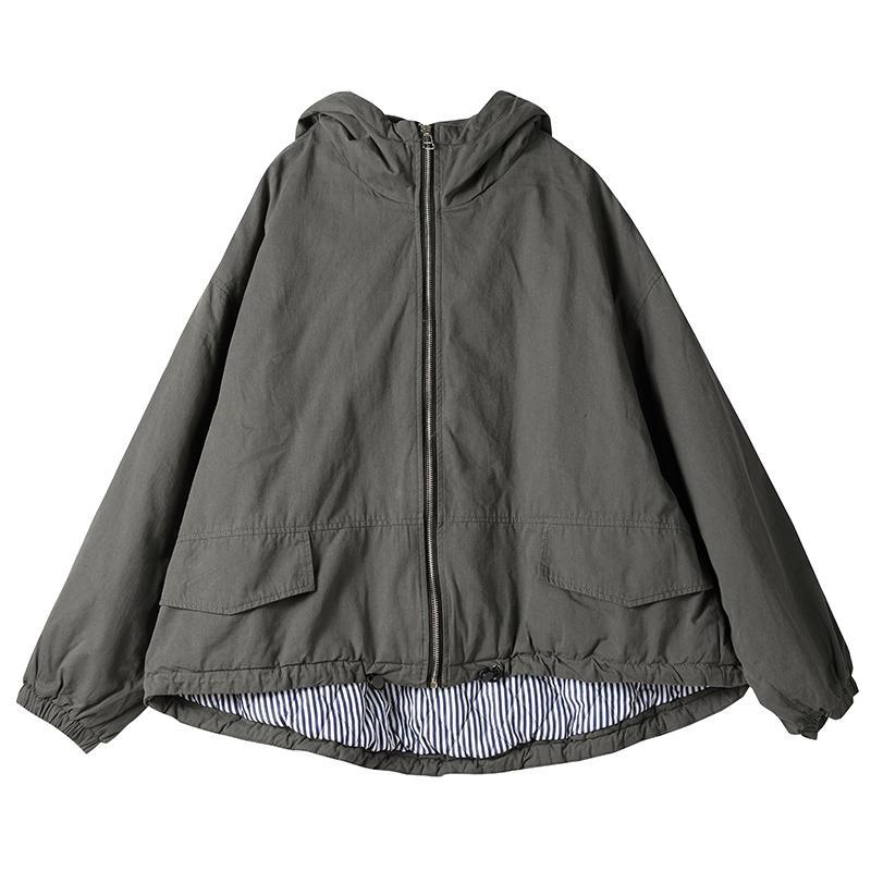 Loose Fit Long Sleeve Hooded Cotton Jacket plus Size Women's Fashionable Autumn Winter New Sle Solid Color Versatile Casual...