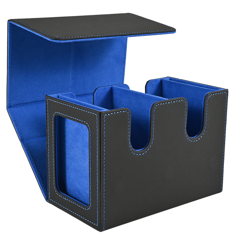 Card Deck Box met 2 commandant-display, dubbeldeksbox voor 140+ kaarten met enkele mouwen, geschikt voor TCG CCG-magische kaarten