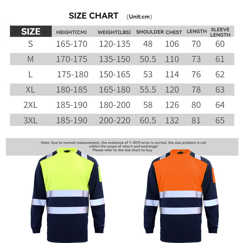 High Visibility Safety Shirts Reflective Long Sleeve With Reflective Stripes Hi Vis Safety Shirts Workwear Hi Vis Work Clothes