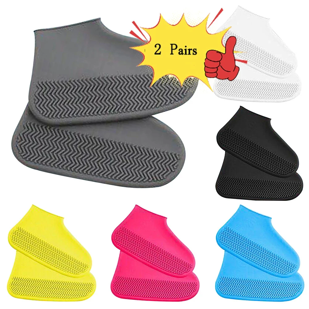 Botas de lluvia Unisex, impermeables, antideslizantes, de silicona, de alta elasticidad, resistentes al desgaste, para exteriores, días lluviosos, reutilizables, 2 uds.