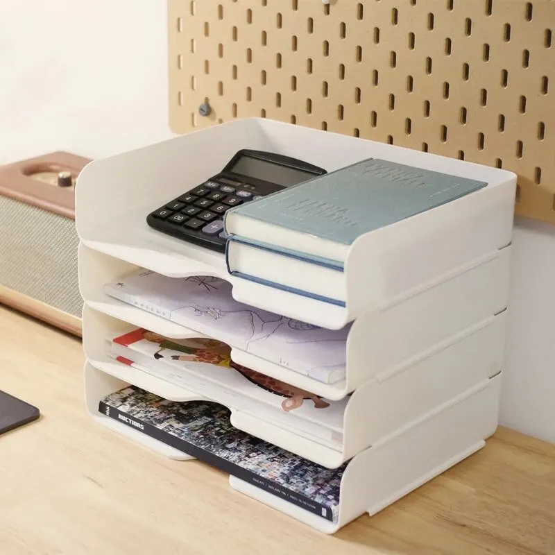 2PC Multi-verwenden Einfachen Stil Robuste Lagerung Box Stapelbare Desktop Datei Dokument Fach Organizer Horizontale A4 Größe Datei