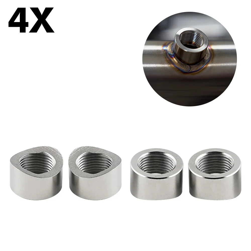 Oxigênio Sensor Porca Weld Bung Plug, O2 Sensor Adaptador, Curva Entalhado, Aço inoxidável, Universal Auto Peças, M18x1.5, 4Pcs