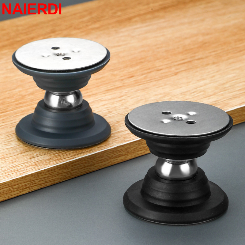 NAIERDI siliconen deurstoppers roestvrij staal magnetische non-punch deurstopper wandgemonteerde deurhouder meubelbeslag