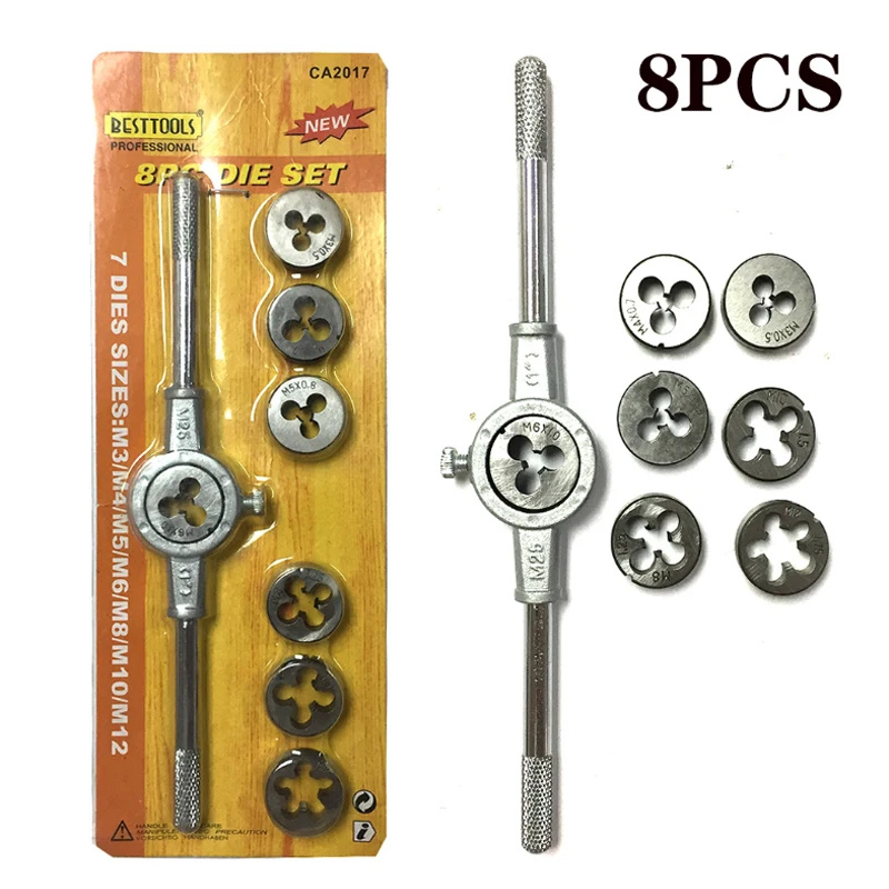 8/12/20Pcs Metric Hand Tap and Die Set Screw Thread Plugs Straight Taper Reamer Tools M3-M12