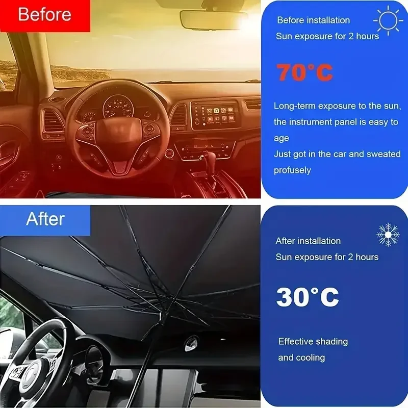 Car Sunshade Umbrella For Auto Shading Car Sun Shade Protector Parasol Summer Sun Interior Windshield Protection Accessories