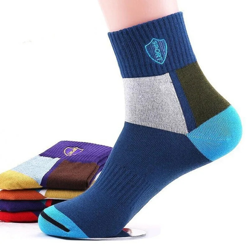 10 pares de calcetines deportivos antiolor para hombre, calcetines deportivos a media pantorrilla, primavera, verano, cuatro estaciones, otoño e invierno, algodón, negocios para hombre