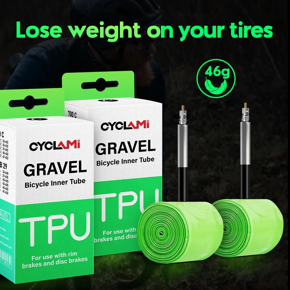 CYCLAMI Ultralightแผนที่MTB 29 จักรยานTPUด้านในยางวาล์วฝรั่งเศสFV 45 มม.สําหรับกรวด 700C 32C 35C 37C 40C 47C SUPER LIGHT