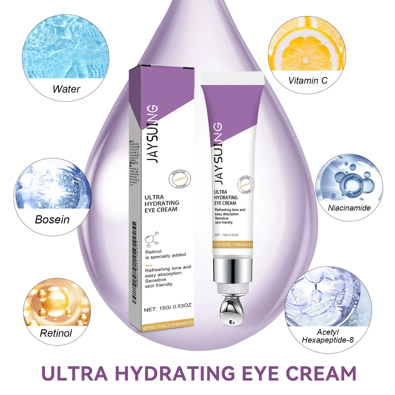 Retinol eliminar arrugas crema de ojos reafirmante instantáneo levantamiento desvanecimiento líneas finas bolsas de ojos Anti círculo oscuro brillo belleza cuidado de la piel
