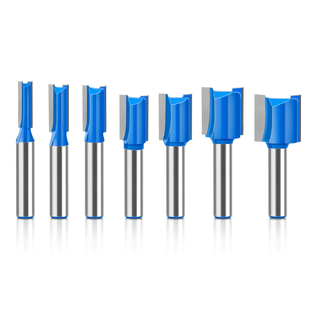 1 PC 8mm Shank 3 มม.-20 มม.ตรงบิตทังสเตนคาร์ไบด์ขลุ่ยคู่ Router Bits เครื่องตัดไม้ไม้เครื่องมือ