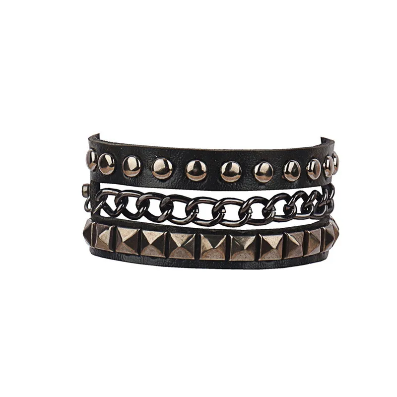 2022 PUหนังStuddedสร้อยข้อมือPunkสร้อยข้อมือGothสร้อยข้อมือGothic Rivet Buckleสายรัดข้อมือสําหรับผู้ชายผู้หญิง