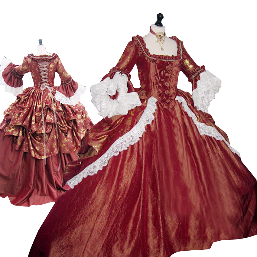 18th Century ผู้หญิง Marie Antoinette ชุดยาว Victorian Rococo Gowns ย้อนหลังโรงละครเสื้อผ้า