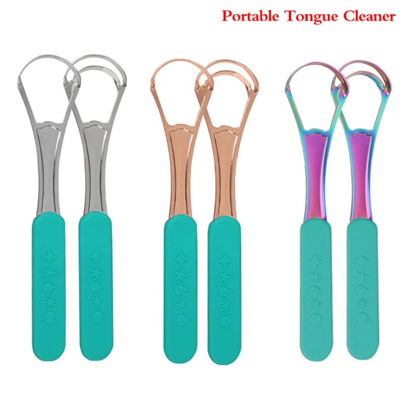 1 Chiếc Di Động Đơn/2 Lớp Dụng Cụ Cạo Lưỡi Có Thể Tái Sử Dụng Thép Không Gỉ Miệng Miệng Bàn Chải Ốp Lưng Tay Cầm Không Trơn Trượt dụng Cụ Cạo Lưỡi