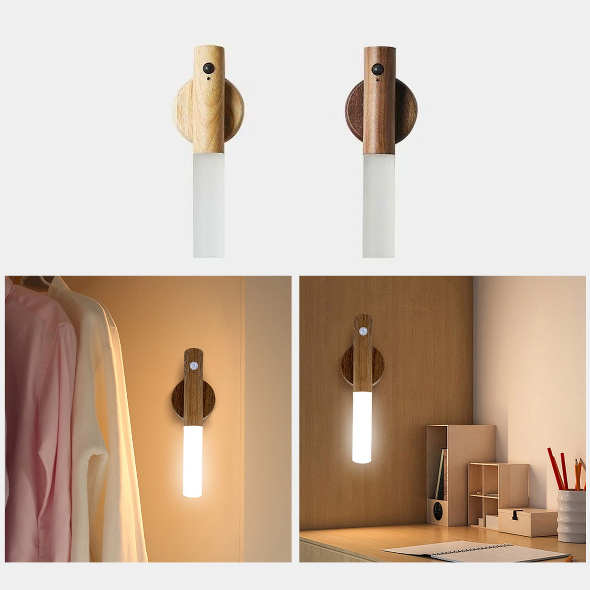 Luz LED nocturna con Sensor inteligente, lámpara de pared magnética recargable, pasillo, escalera, armario de baño, luz decorativa de ambiente