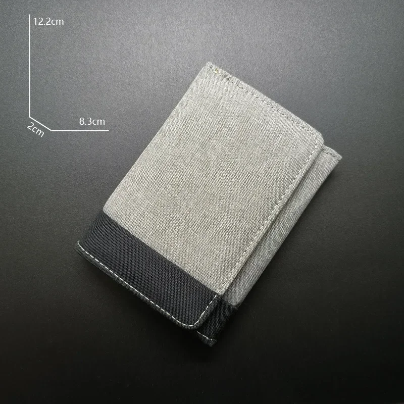 男性用ショートキャンバスウォレット,対照的な色,小さな3つの折りたたみ式財布,カードと小銭入れ,小さなチェンジバッグ,ファッション