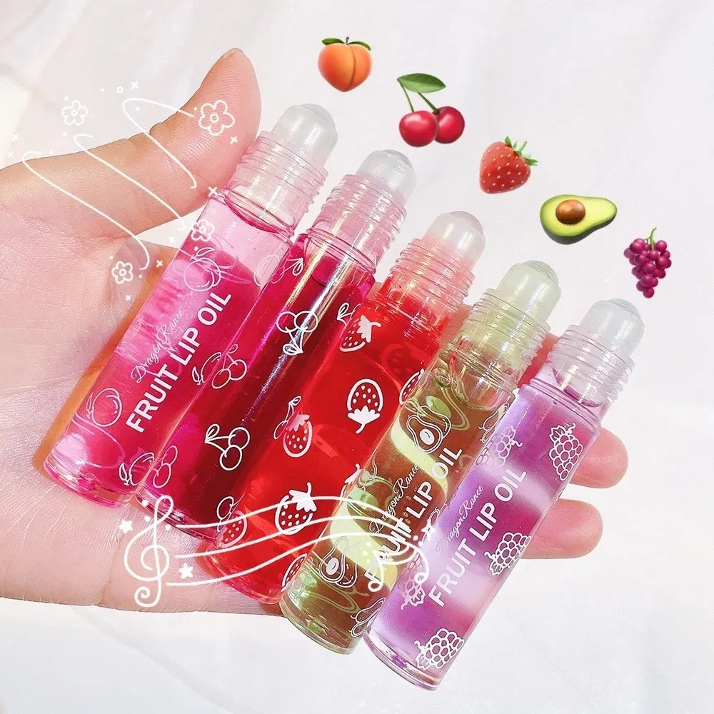 Olio per labbra idratante Rullo Gloss Balsamo per labbra idratante nutriente Trasparente Incolore Frutta Avocado Cura delle labbra