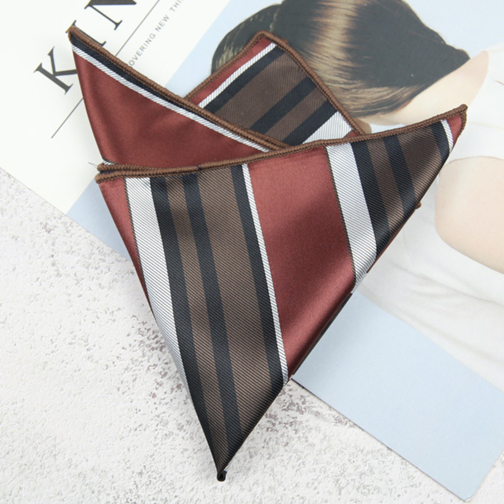 ผ้าเช็ดหน้าลายทางลายกระเป๋าผ้าขนหนูเล็กใยโพลีเอสเตอร์23ซม. สำหรับผู้ชายผ้าเช็ดหน้าลายทางสีน้ำเงินเข้มสีแดงเข้ม