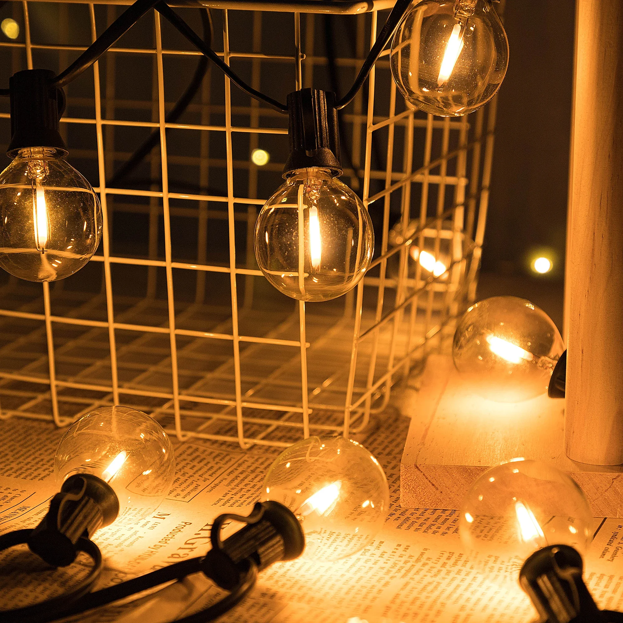 Retro Exterior LED String Lights G40 Shatterproof DC12V Wide Voltage Input Waterproof Garland for House Decoration