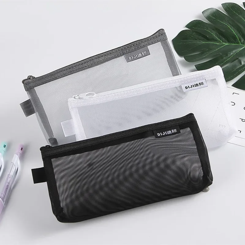Singple Xám Đen Trang Điểm Lớn Dung Tích Xay Đựng Mỹ Phẩm Trong Suốt Bàn Chải Túi Sinh Viên Ba Chiều Nylon Đựng