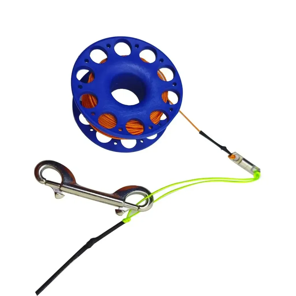 Bobina per immersioni subacquee da 30 M con gancio a doppia estremità in acciaio inossidabile SMB Tech Attrezzatura per lo snorkeling Linea guida per percorsi grotte