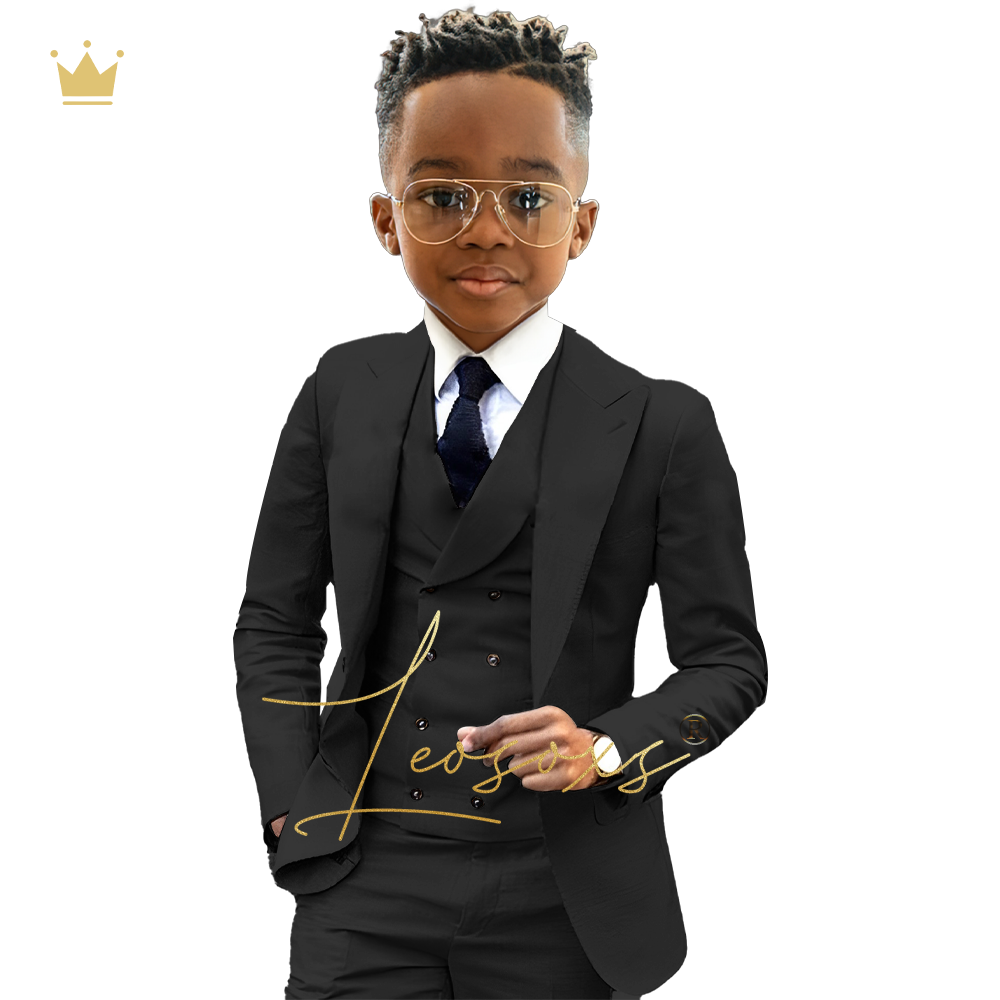 Jungen formeller Anzug 3-teiliger Anzug (Jacke, Weste mit grünem Kragen) benutzer definierte Hochzeit Geburtstag Warteschlange Feier Anzug