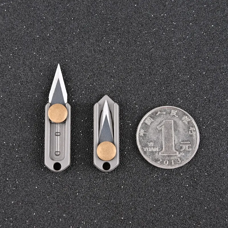 1pc New Pure Titanium Mini Push Knife  Keychain Pendant Unpacking Express Opening Utility Knife