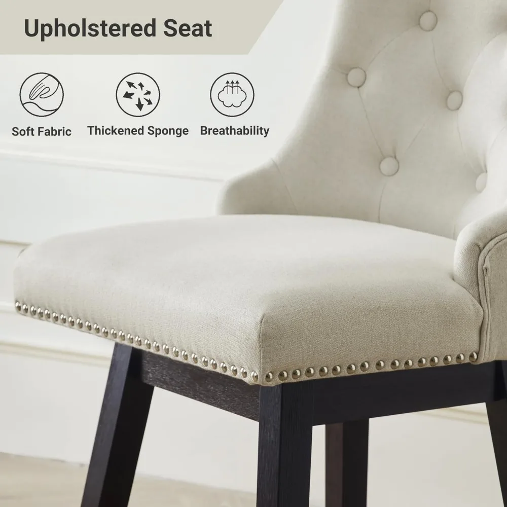Swivel Bar Stools Counter Height, 26" Upholstered Swivel Counter Stools with Back Set of 4, Modern Kitchen Island Stools with