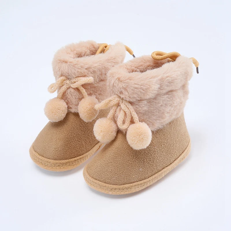 Botas de neve peludas de inverno Baywell – Sapatos de primeiros caminhantes com sola macia para bebês meninas de 0 a 18 meses