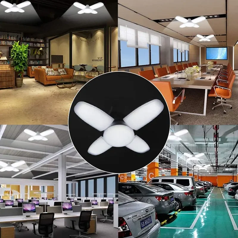 Led Lampe E27 Ac 220V 110V 28W Fan Klinge Faltbare Led-lampe Verformung Für Home Decke Panel lager Garage Weiß Scheinwerfer