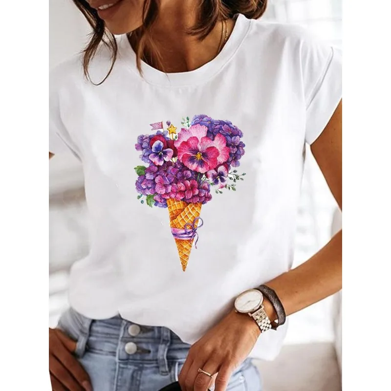 女性の半袖爆発昆虫蝶トンボプリントラウンドネック Tシャツ女性服特大 Tシャツ原宿