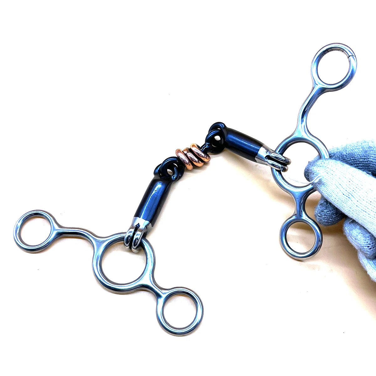 105mm/115mm/127mm/135mm/145mm Anello per bocca di cavallo in acciaio inossidabile Punta snodata Strumento per snack equestre Punta per cordolo in acciaio inossidabile