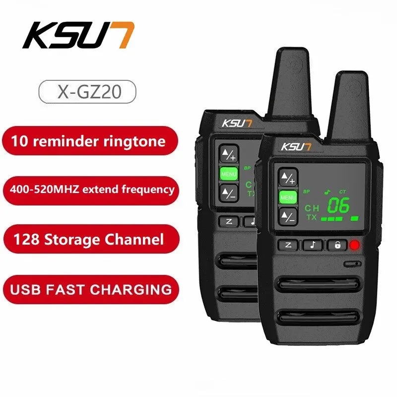 KSUT GZ20 Walkie-Talkie, 2-teilig, inklusive UHF-Radio, Comumicador, Radiosender, Empfänger, tragbares kabelloses Set für Camping, Bar, Hotel