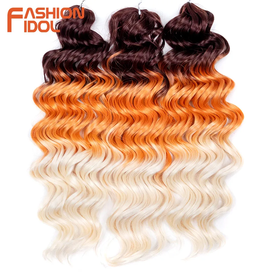 Moda ídolo 24 Polegada profundo ondulado paixão torção crochê cabelo sintético tranças de crochê arco-íris encaracolado trança extensões de cabelo